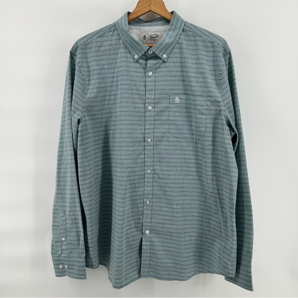 Original Penguin Other - Penguin Munsingwear Shirt Mens XL Blue Stripe Button Down Quiet Luxury Coastal